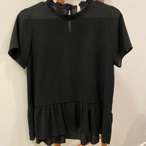 Black Ruffle Neck Blouse